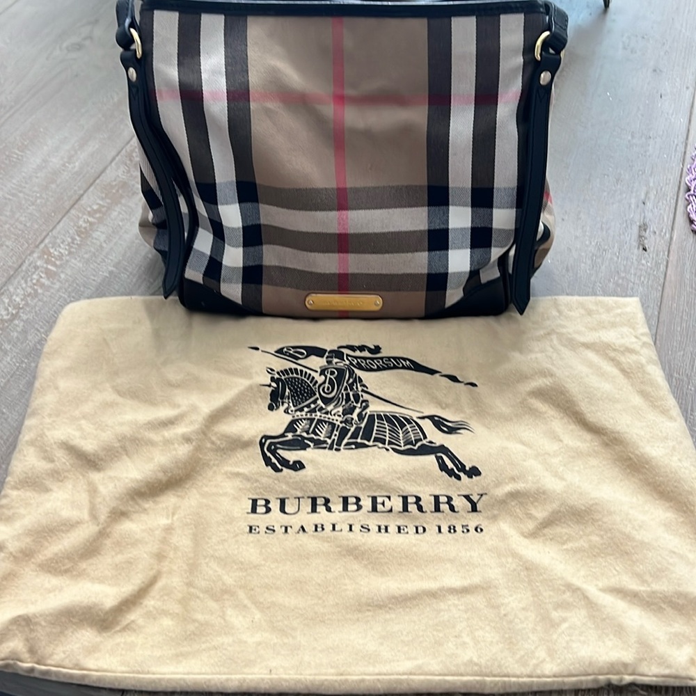 Vintage Burberry Bridle House Check Small Canterbury Tote